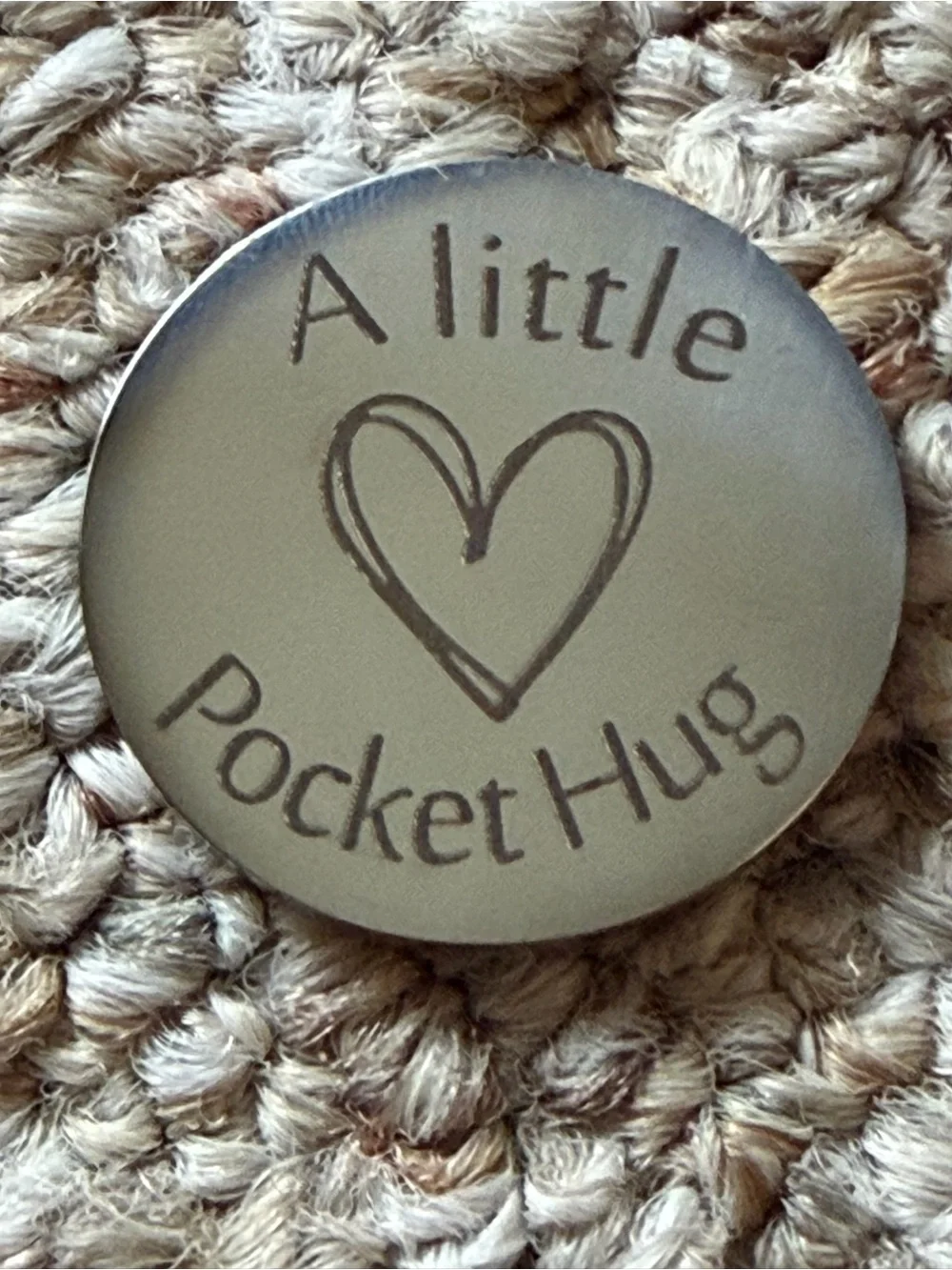 Giftable Pocket Hug Black Leather Key Ring Holder Inspirational Token Keychain